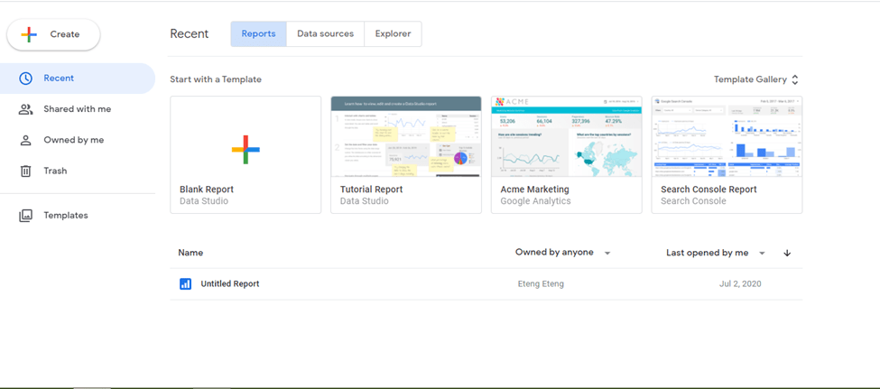Google Data Studio Dashboard